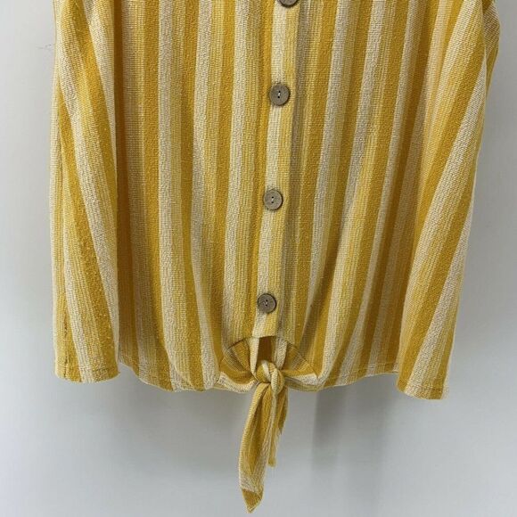 W5 Marigold Yellow Striped Tie Front Blouse Medium - Picture 4 of 6